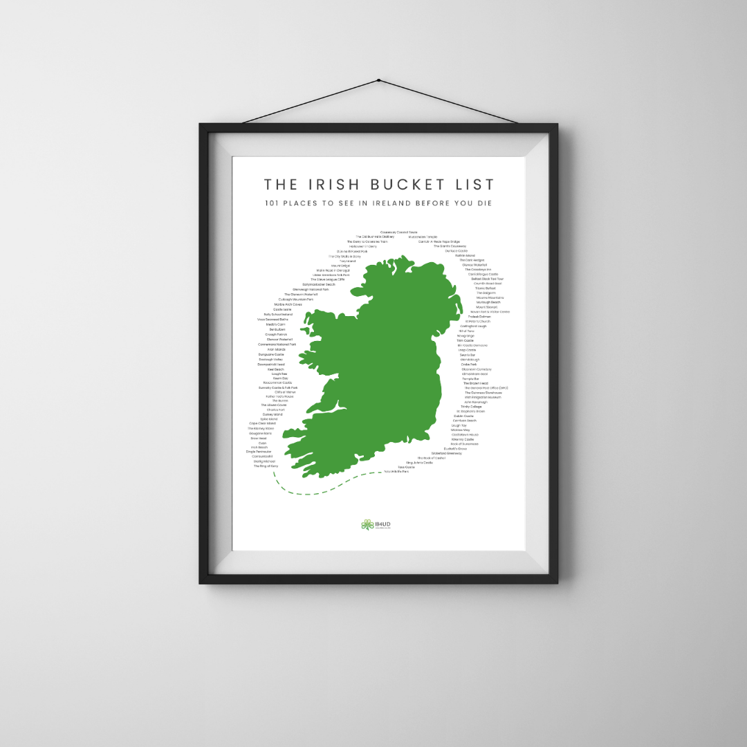 Irish Bucket List Map Print – 101 Places to See Before You Die