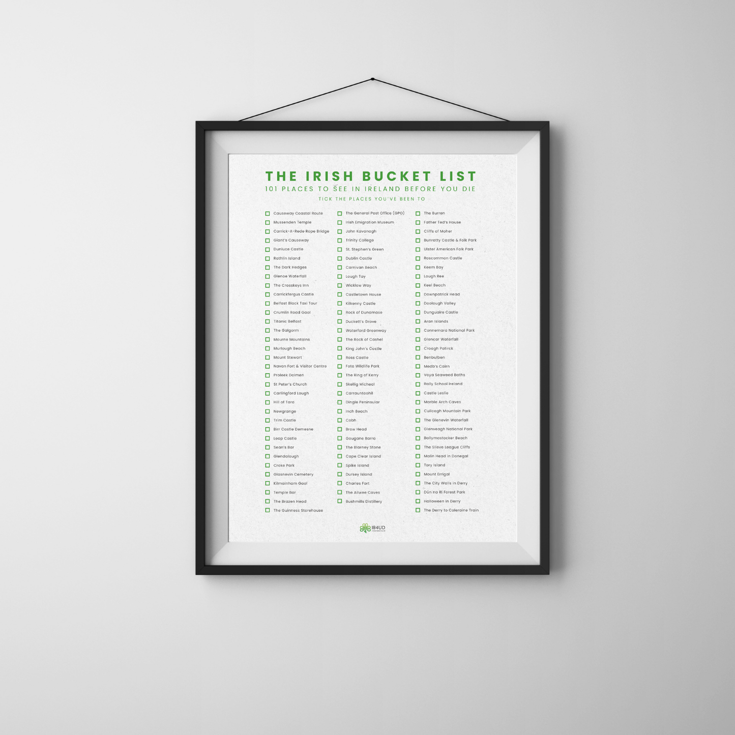 Interactive Irish Bucket List Print – Tick Off 101 Must-See Places