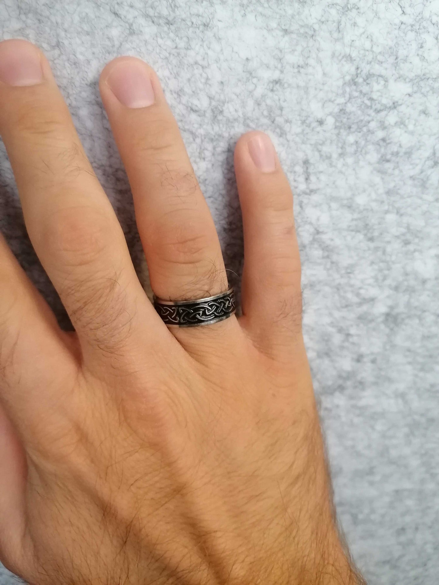 Celtic Band Ring Black&Steel