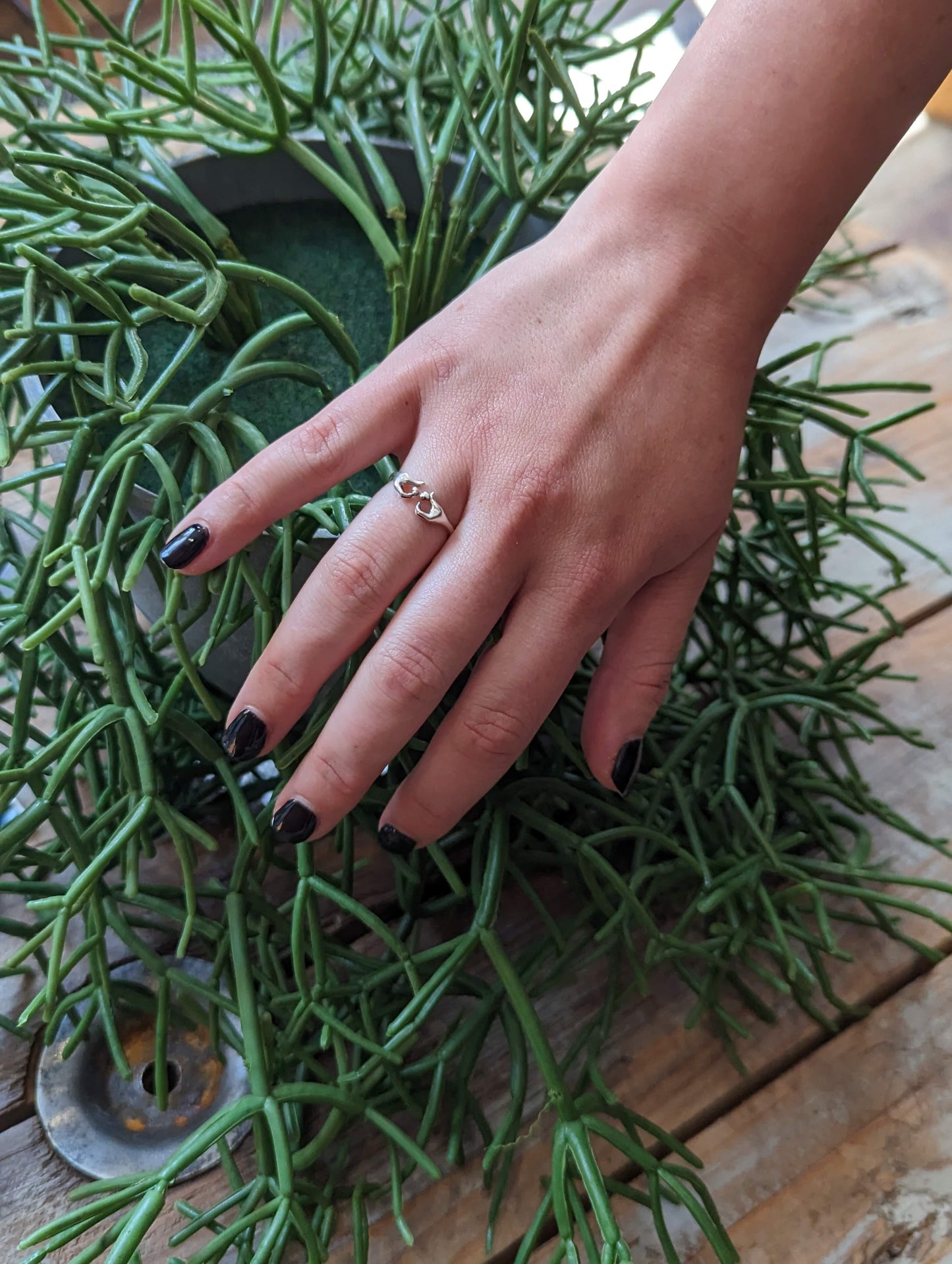 Sterling Silver Open Hand Heart Ring