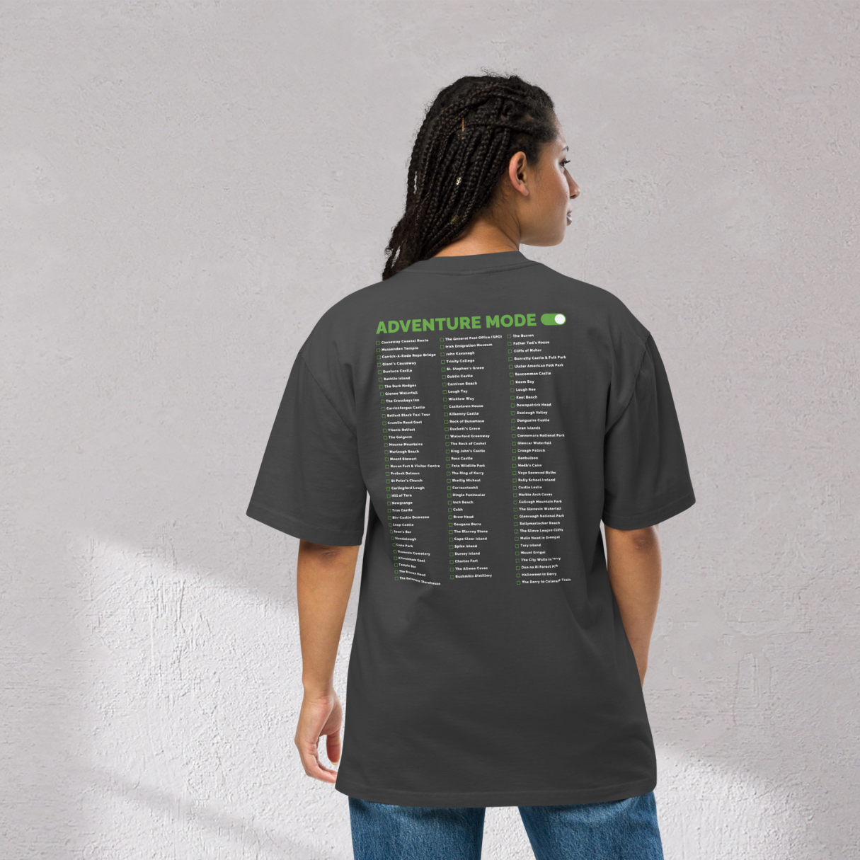 Irish Bucket List Checklist – Oversized Faded Unisex T-Shirt