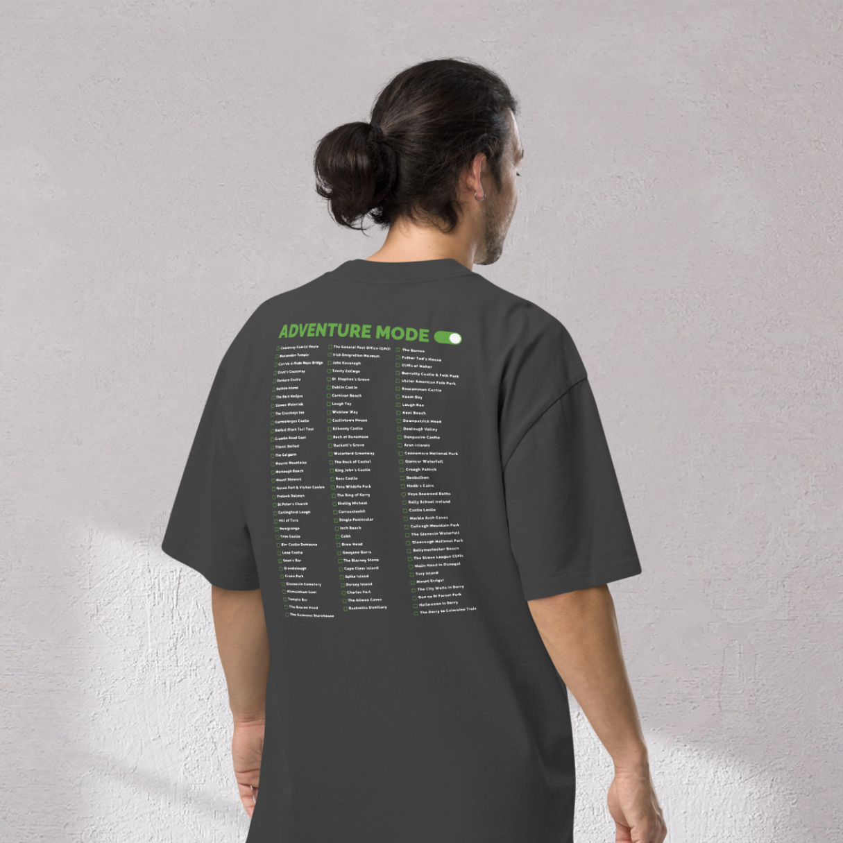 Irish Bucket List Checklist – Oversized Faded Unisex T-Shirt