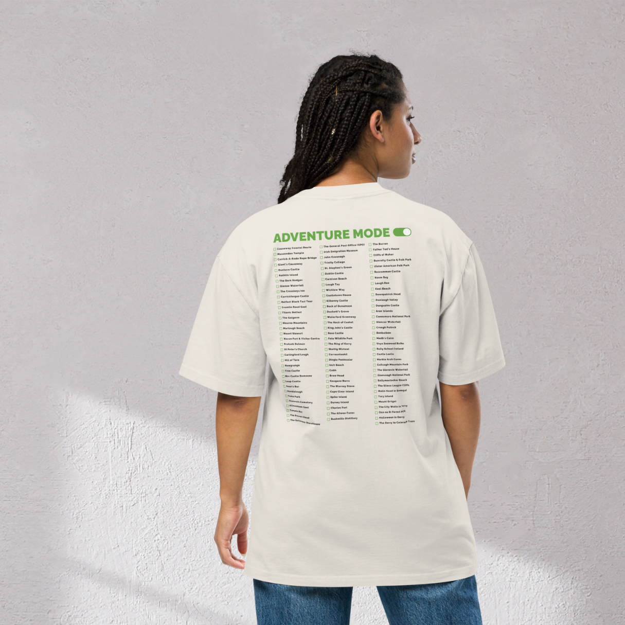 Irish Bucket List Checklist – Oversized Faded Unisex T-Shirt