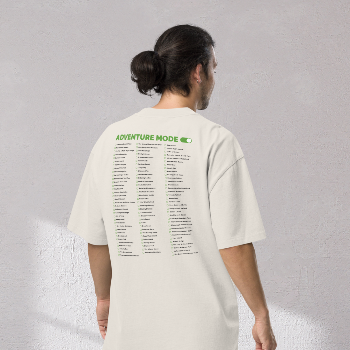Irish Bucket List Checklist – Oversized Faded Unisex T-Shirt