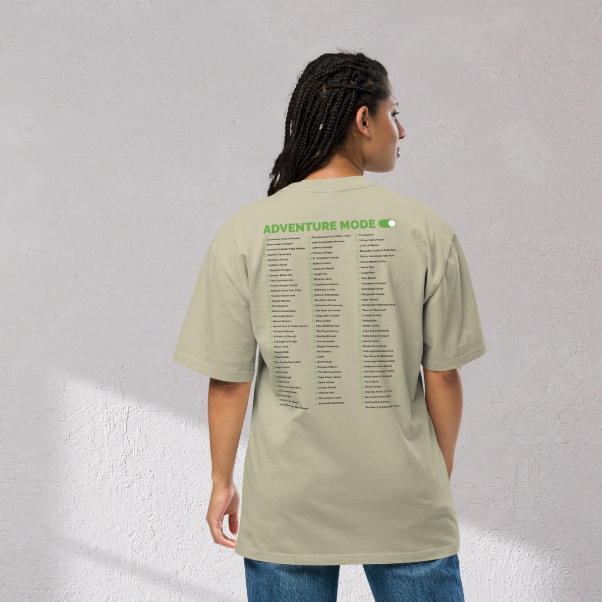 Irish Bucket List Checklist – Oversized Faded Unisex T-Shirt