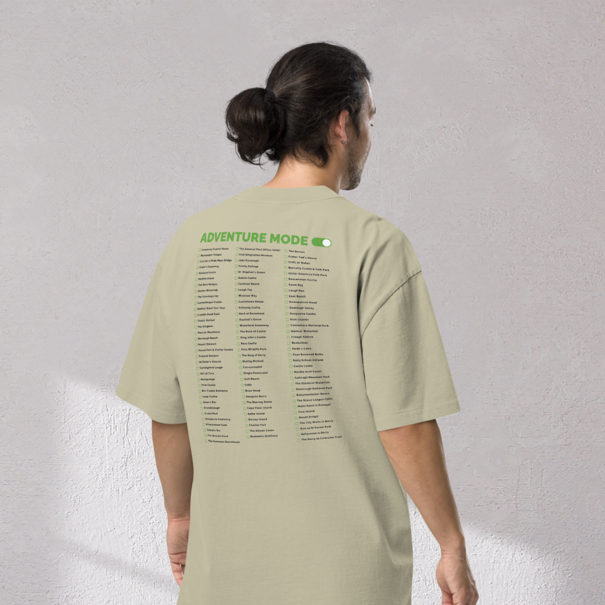 Irish Bucket List Checklist – Oversized Faded Unisex T-Shirt