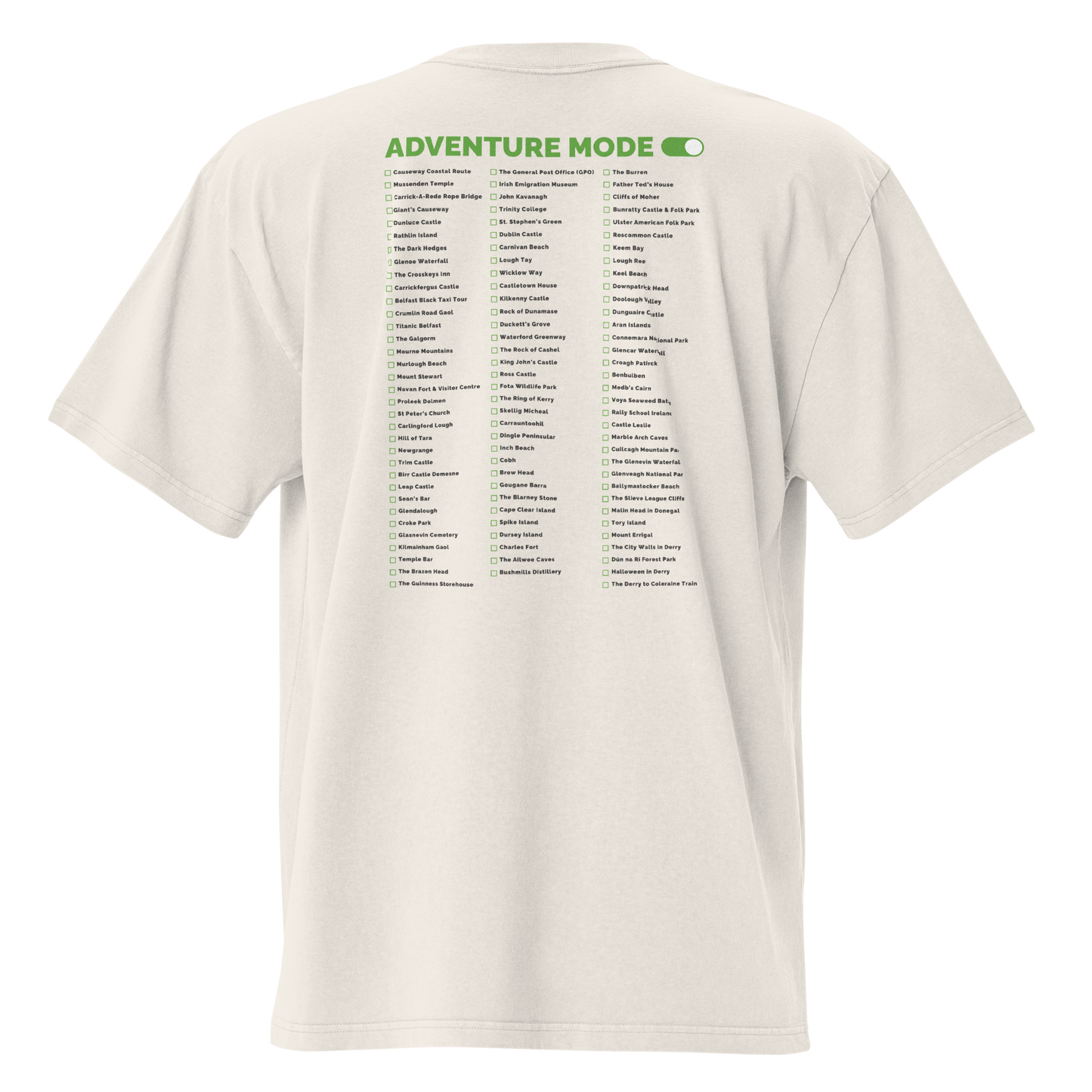Irish Bucket List Checklist – Oversized Faded Unisex T-Shirt