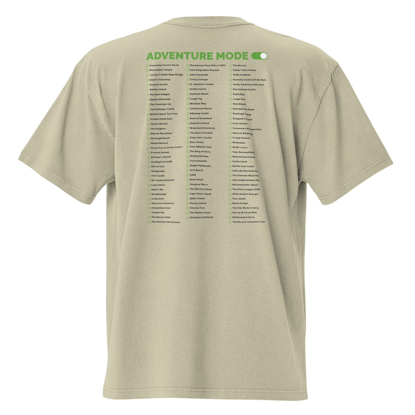 Irish Bucket List Checklist – Oversized Faded Unisex T-Shirt