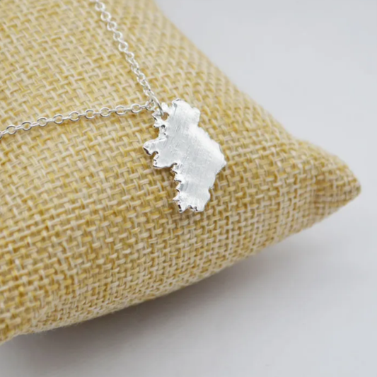 Silver Plated Map of Ireland Pendant Necklace