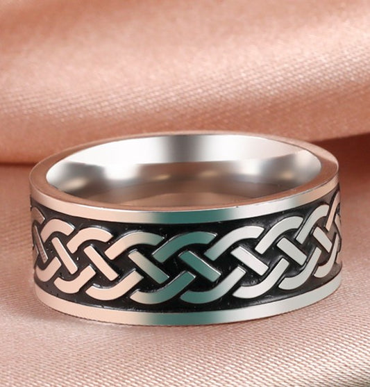Celtic Band Ring Black&Steel