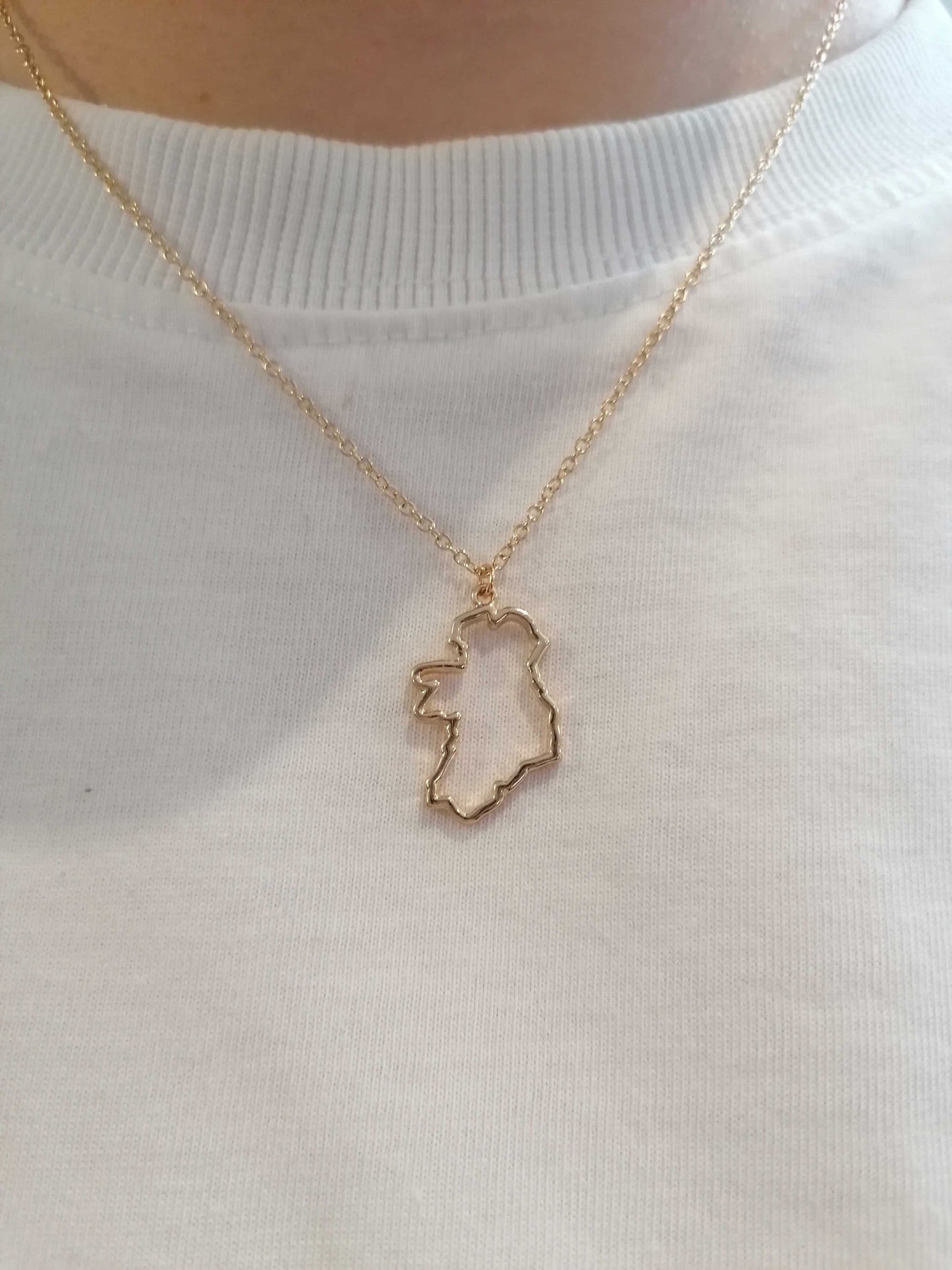 Map of Ireland Outline Pendant Necklace