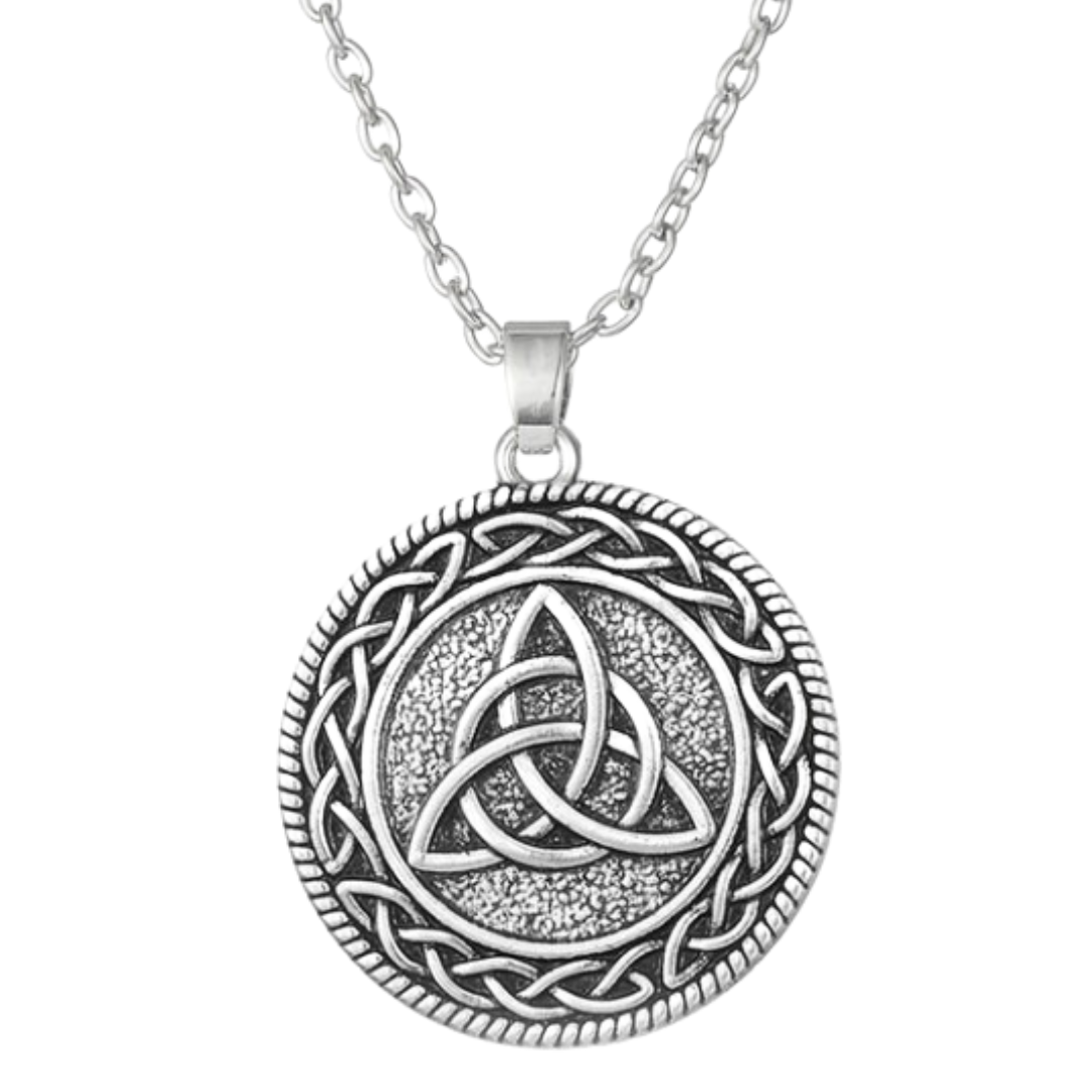 Vintage Round Celtic Trinity Knot Chain Necklace