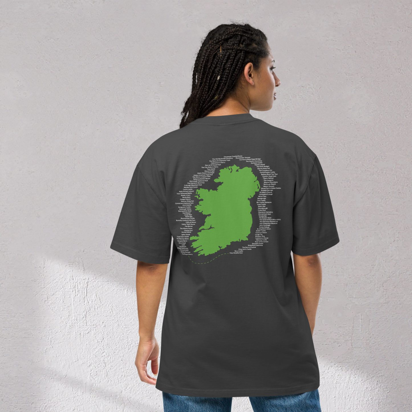 Irish Bucket List Map – Oversized Faded Unisex T-Shirt