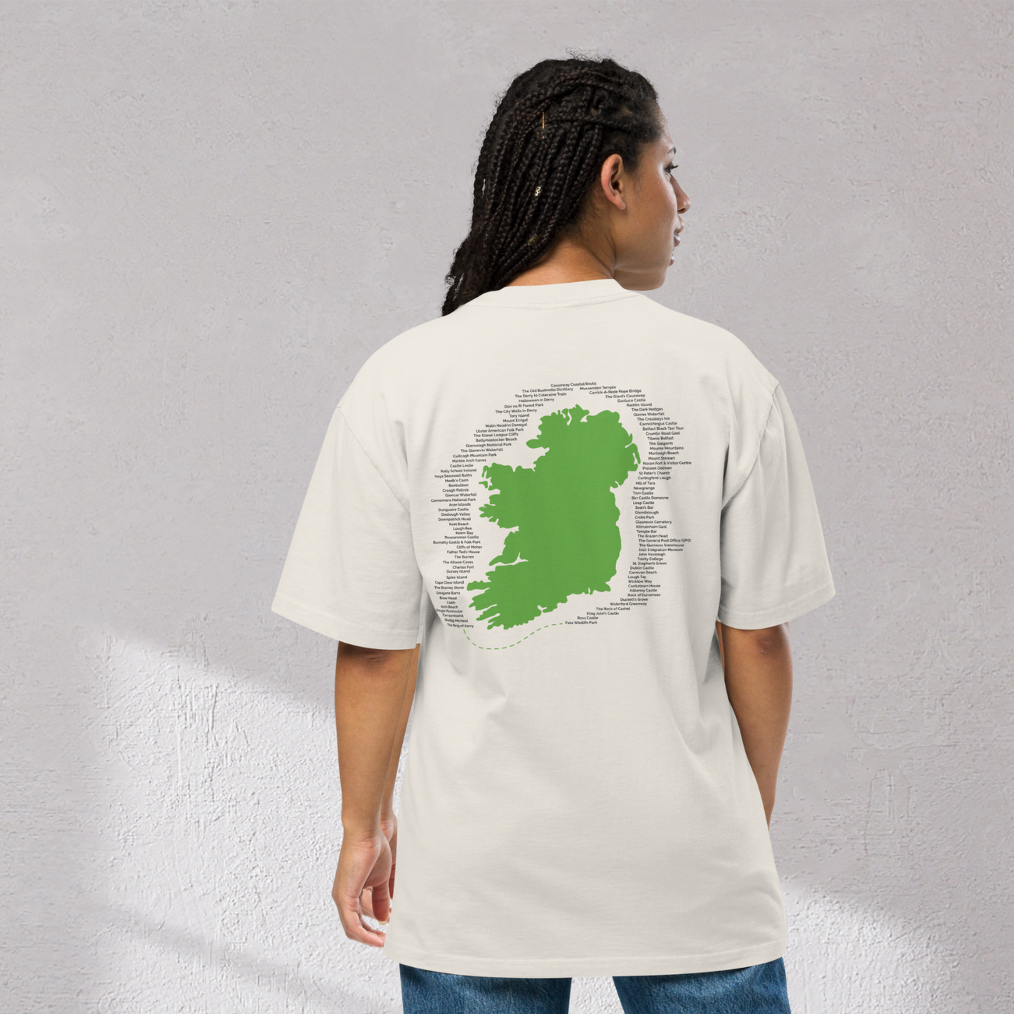 Irish Bucket List Map – Oversized Faded Unisex T-Shirt