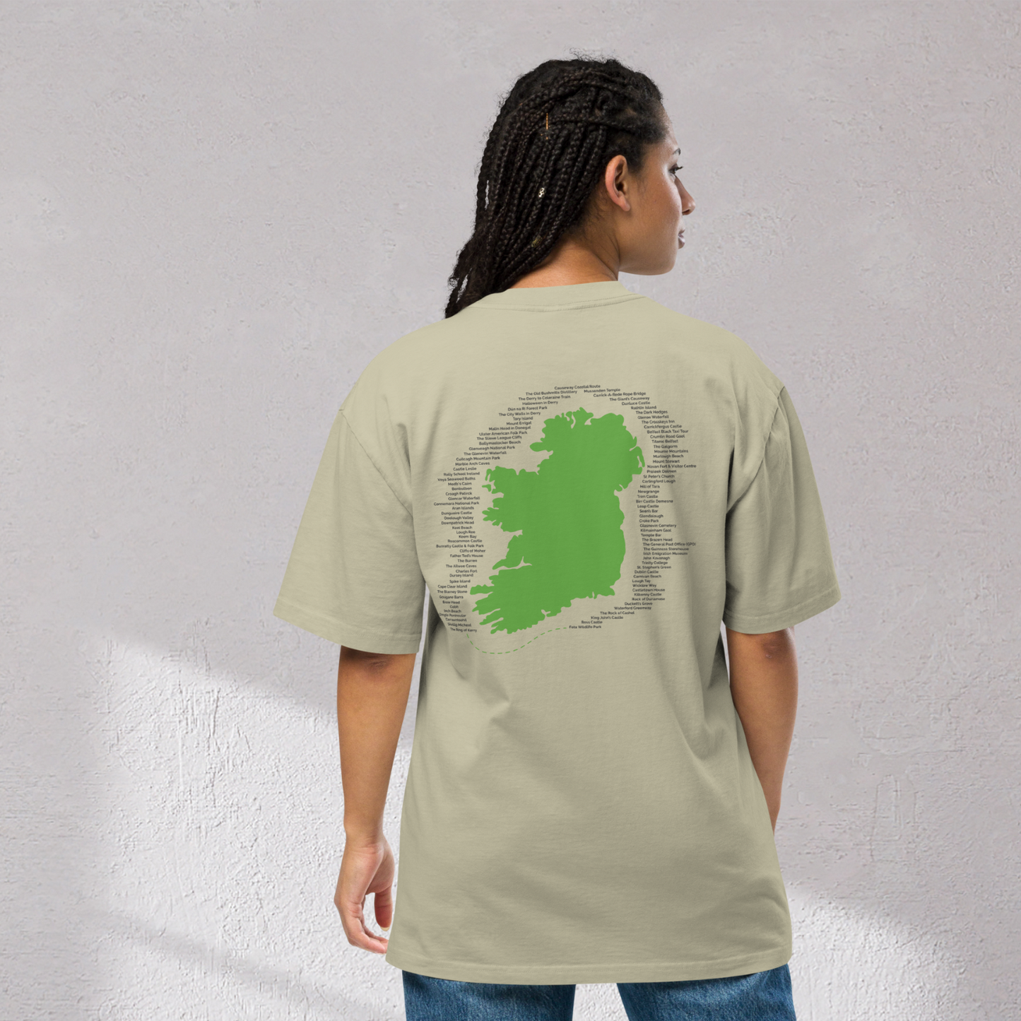 Irish Bucket List Map – Oversized Faded Unisex T-Shirt